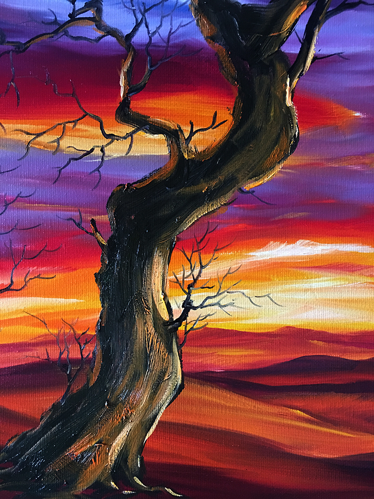 landscape tree sunrise large oil painting wall decor