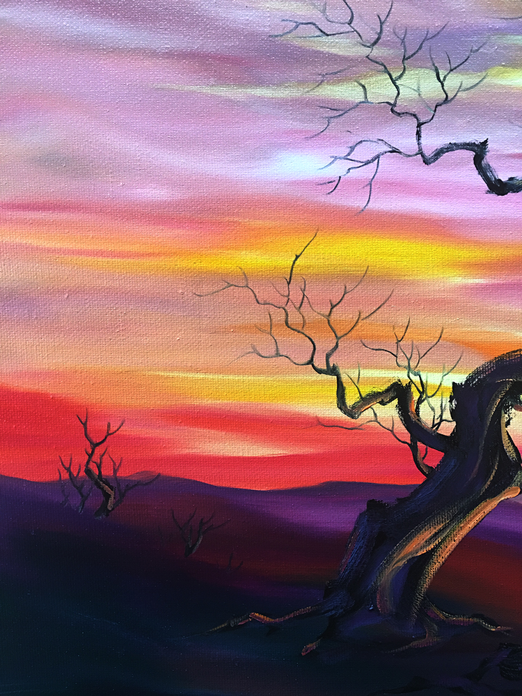 landscape tree sunset large canvas oil painting