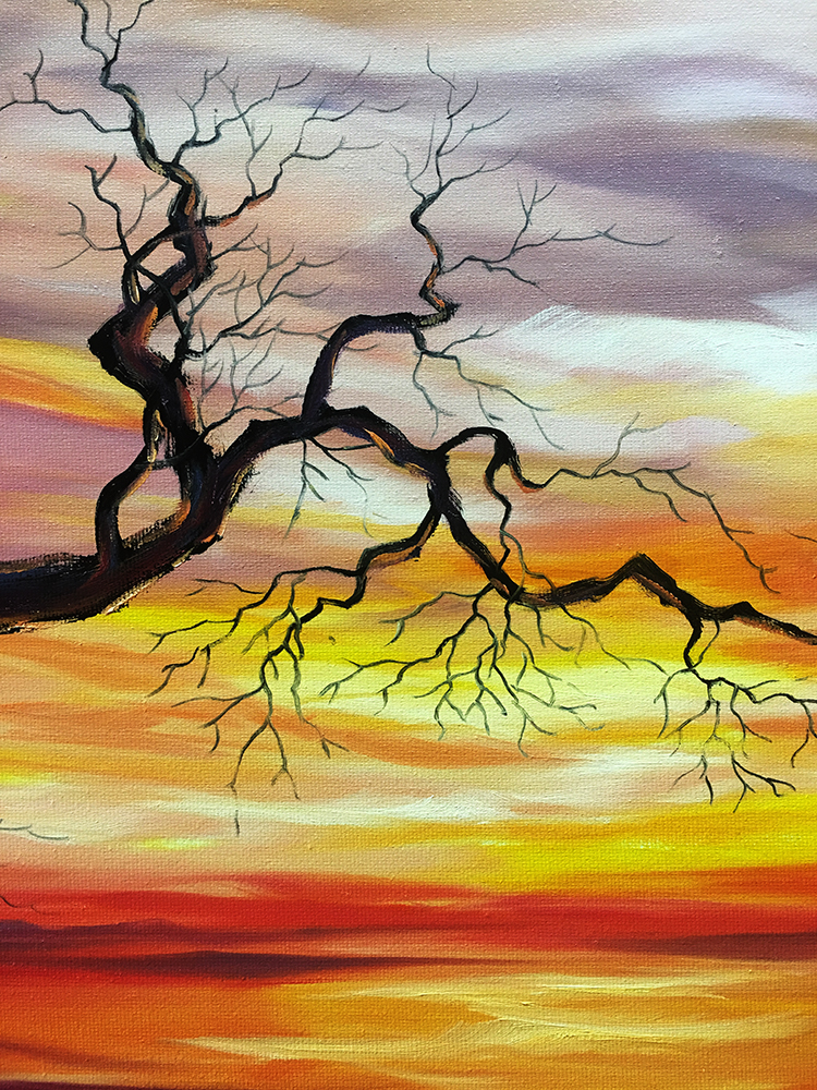 landscape tree sunset large canvas oil painting