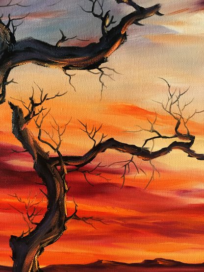 Modern Landscape abstract Tree Art sunset Sky Canvas Original Oil ...