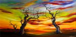 landscape tree sunset large canvas painting wall decor