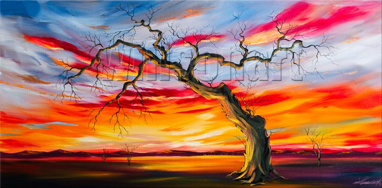 landscape tree sunset large oil painting wall decor