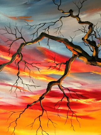 Modern Landscape abstract Tree Art sunset Sky Canvas Original Oil ...