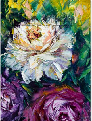 peony flower textured oil painting