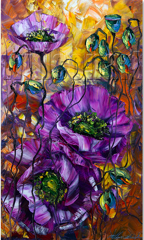 Purple Poppy Field Painting