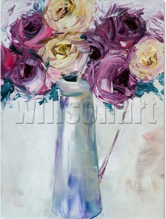 rose flower oil painting textured wall art