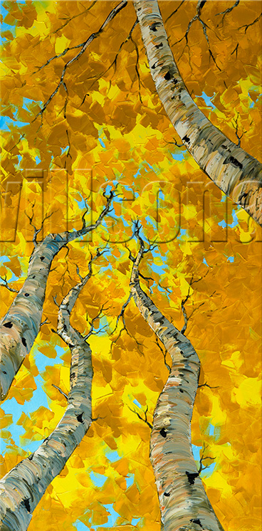 seasons autumn landscape birch forest textured oil painting home decor