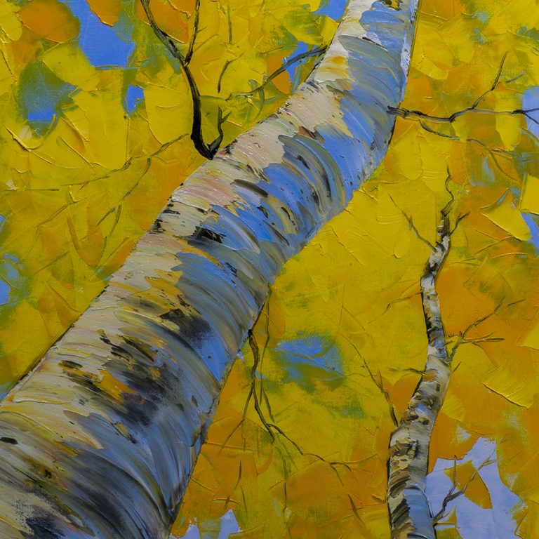 seasons autumn landscape birch forest textured oil painting home decor