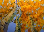 seasons landscape birch forest fall colors textured oil painting home decor