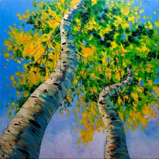 seasons landscape birch forest textured oil painting home decor