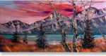 snow mountains landscape large oil painting