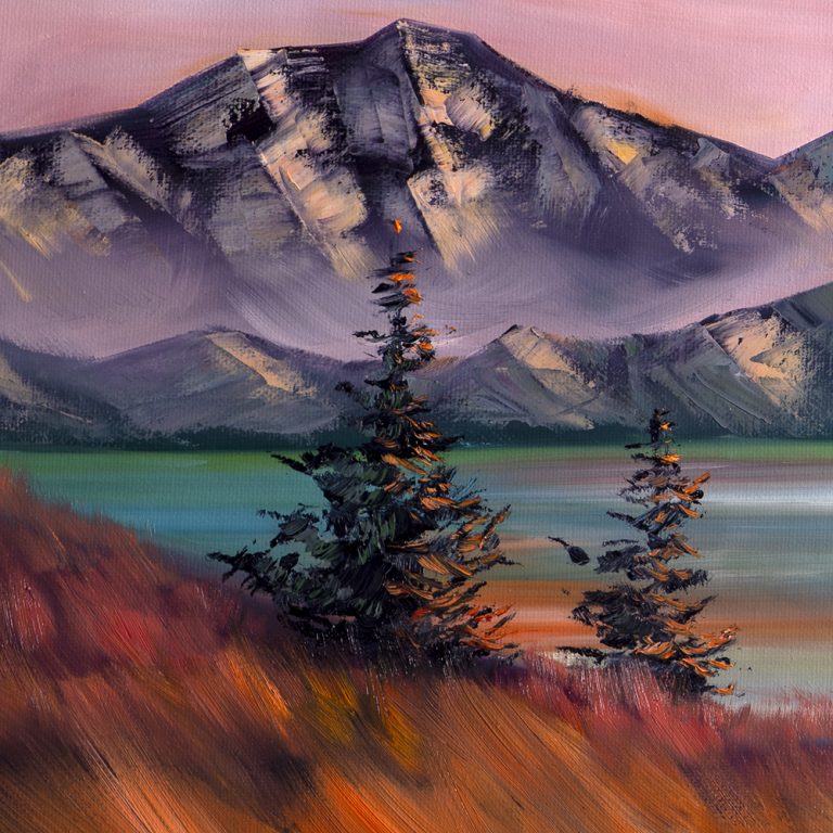 snow mountains landscape large oil painting