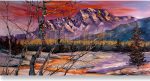 snow mountains landscape textured large oil painting