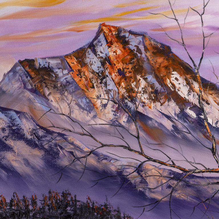 snow mountains textured large oil painting