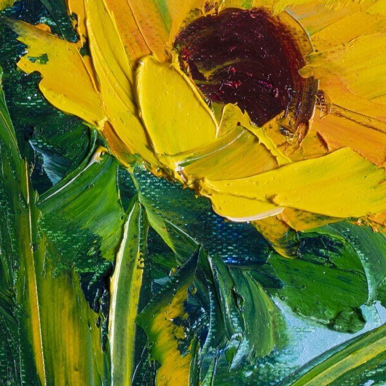 sunflower floral art canvas oil painting 12x16inches