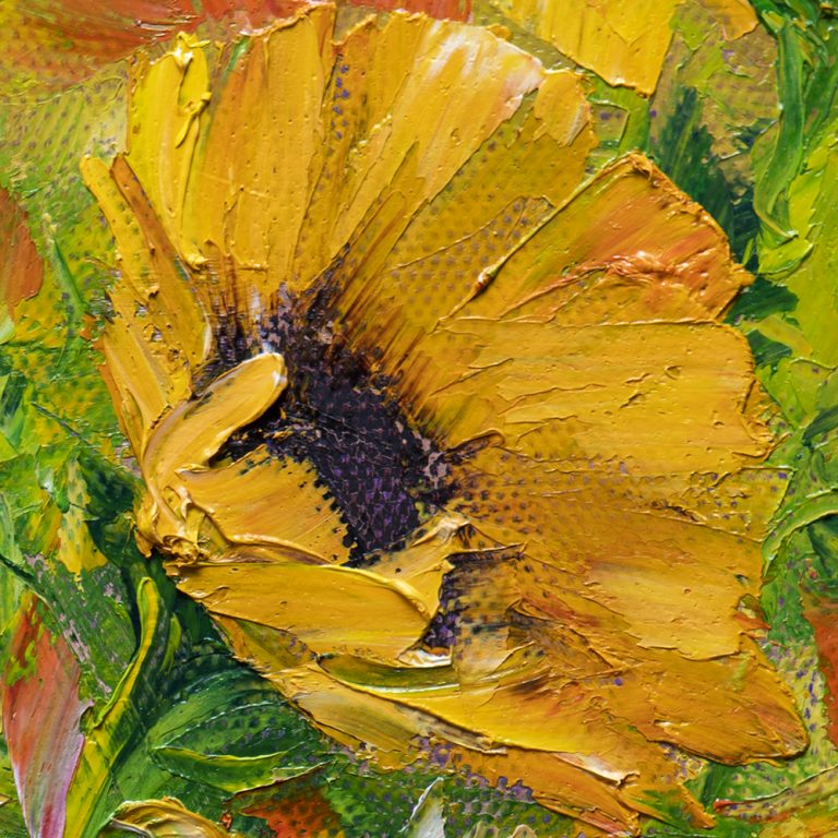 sunflower textured palette knife oil painting