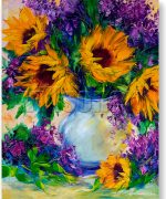 sunflower oil painting textured palette knife canvas art