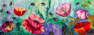 textured palette knife canvas oil painting red poppy