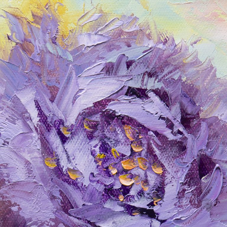 textured palette knife peony canvas oil painting 12x16inches