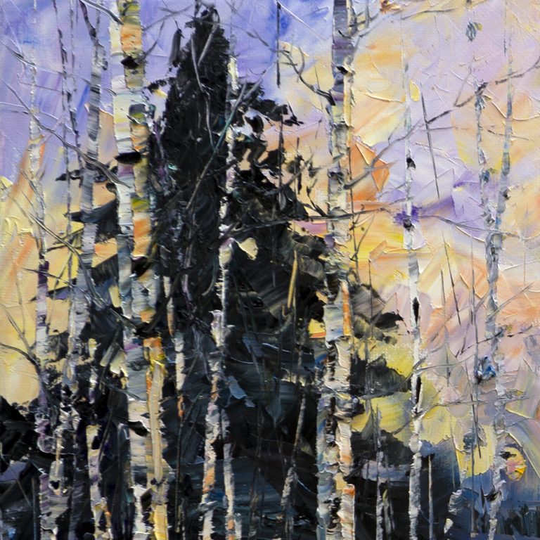 winter landscape birch painting